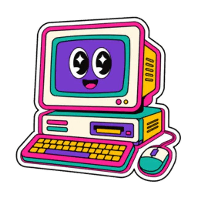 Smiling cartoon computer