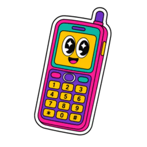 Smiling cartoon mobile phone