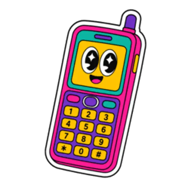 Smiling cartoon mobile phone