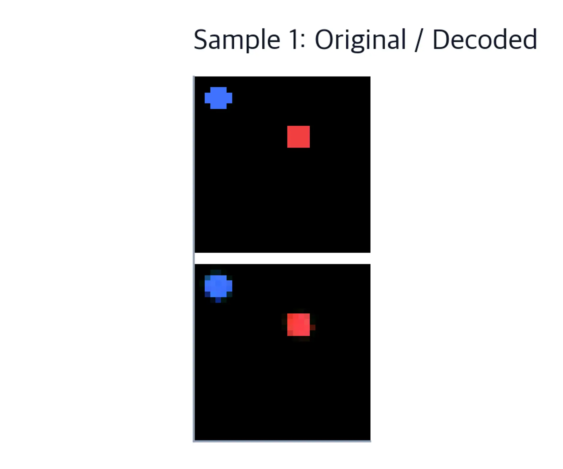 Sample one original red-key and blue-cursor scene above the decoded approximation.