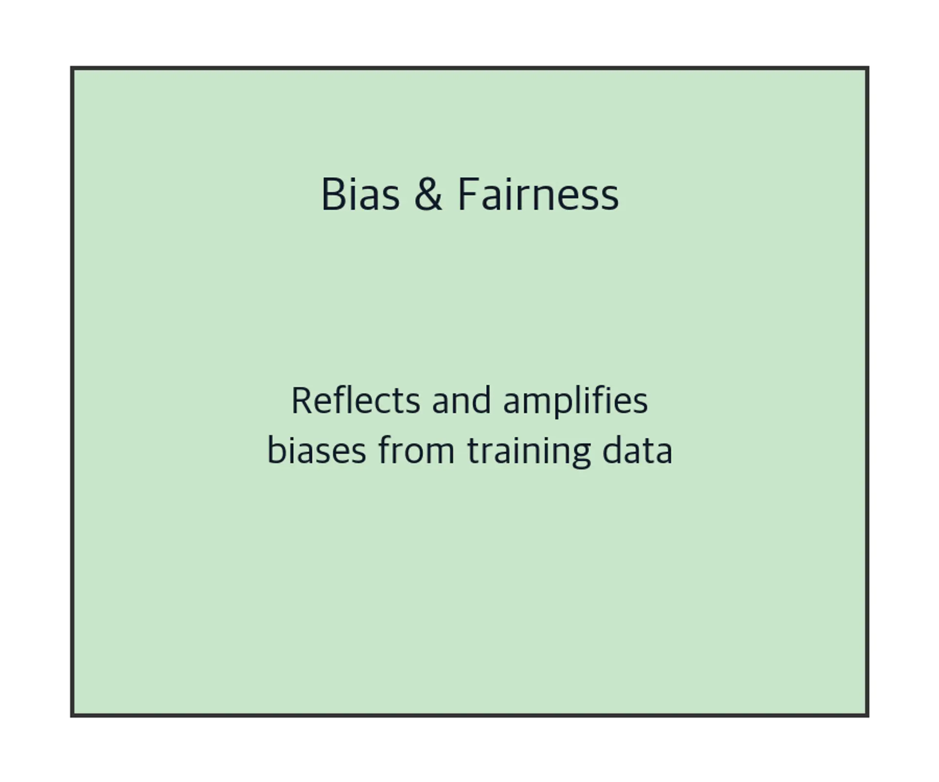 Diagram box for bias and fairness limitation.