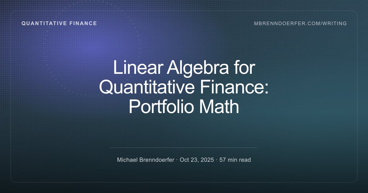 Matrix Decompositions — Linear Algebra for Quantitative Finance ...